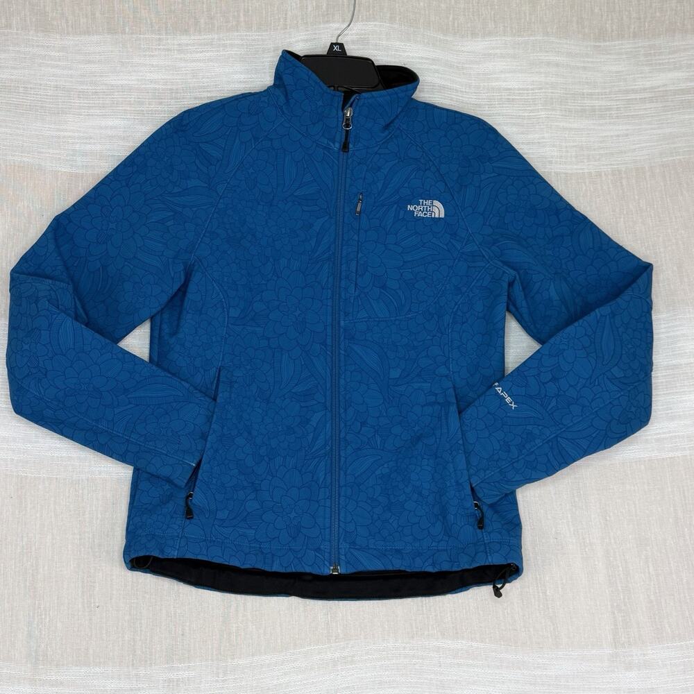 The North Face Women's Medium TNF Apex Bionic Jacket Blue Floral Fleece Lined‎ M